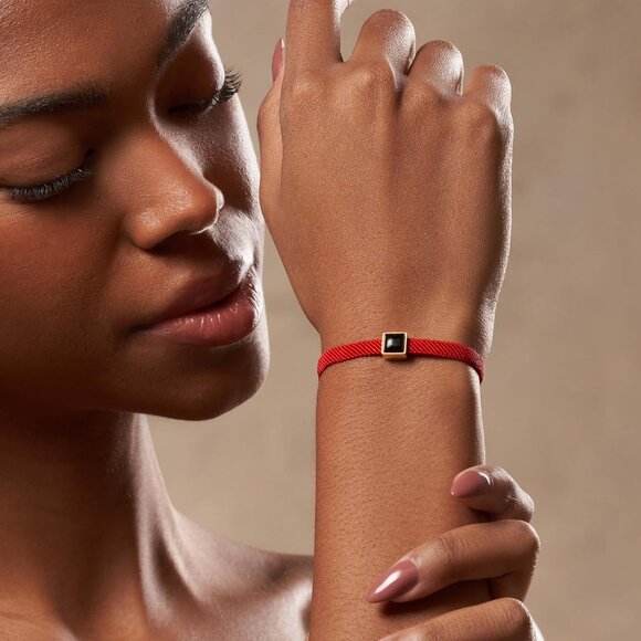 Red String Bracelet with Black Onyx Jade Tiger Eye Lapis Lazuli Handmade - Picture 4 of 6